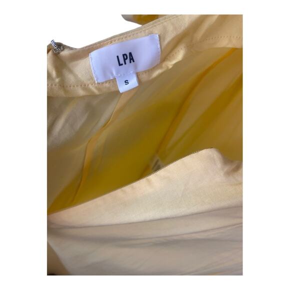 LPA Dress Romantic Milkmaid Cottagecore Puff Sleeve Midi Bow Ribbon Coquette S - Picture 8 of 9